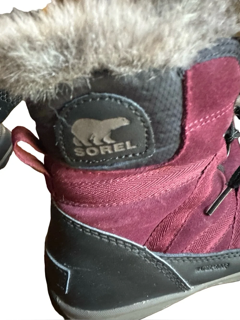 Sorel Tivoli Waterproof Faux Fur Lined Maroon Leather Boots 7.5 - Picture 2 of 8